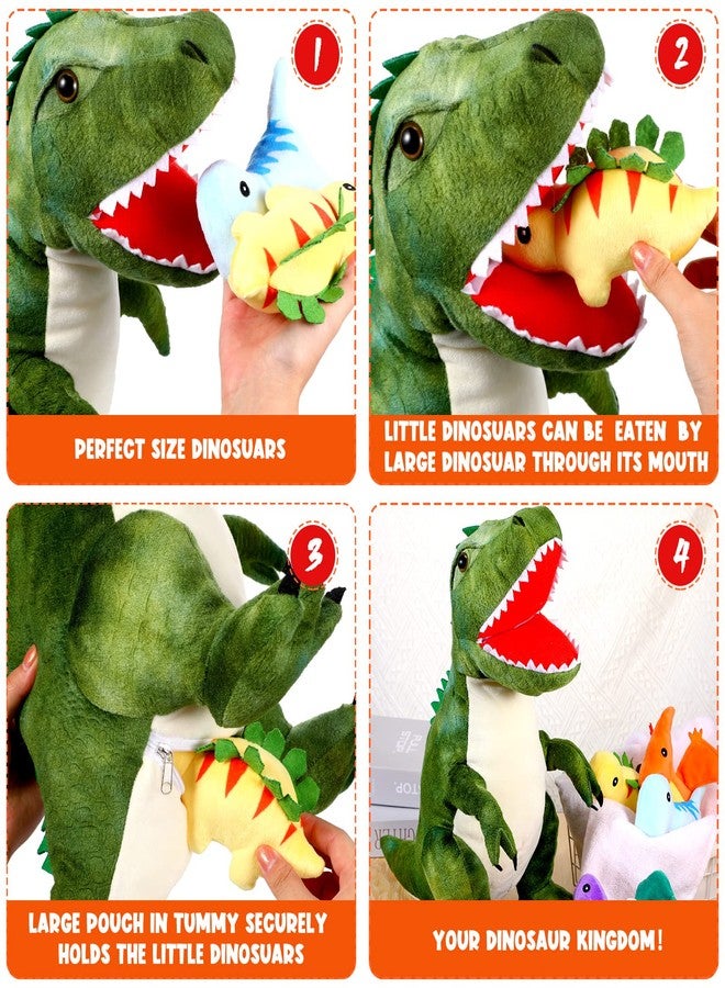 Chalyna 15.7 Inch Plush Dinosaur Plush Stuffed Animal with 5 Cute Little Dinosaurs in Tummy Carrier Baby Dinosaur Gift Set Kid Soft Cuddly Stuffed Pillow for Valentines Birthday Party Favor - Image 5